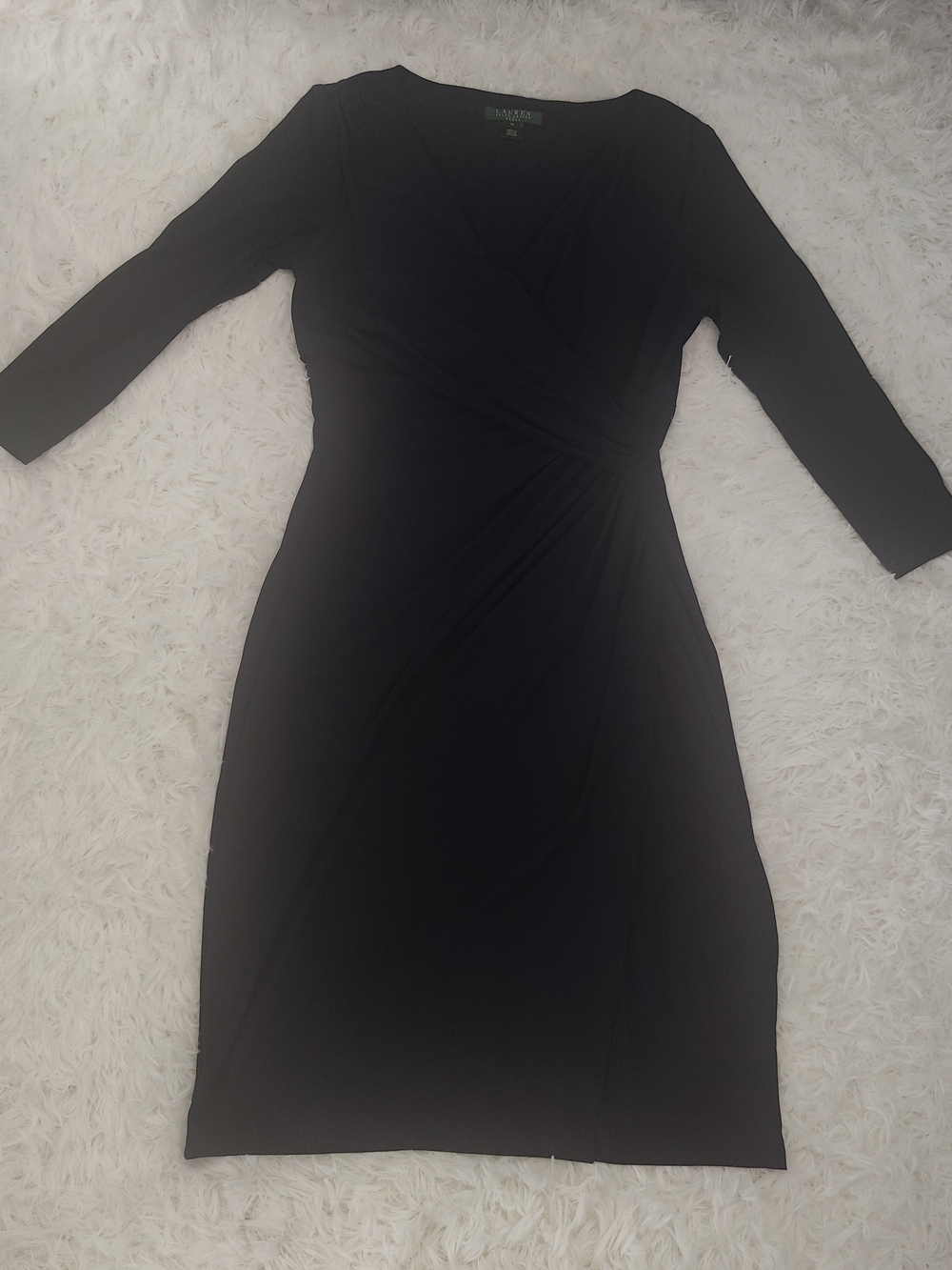 Lauren Ralph Lauren Navy Blue Long-Sleeve Wrap-Style Dress Size  10